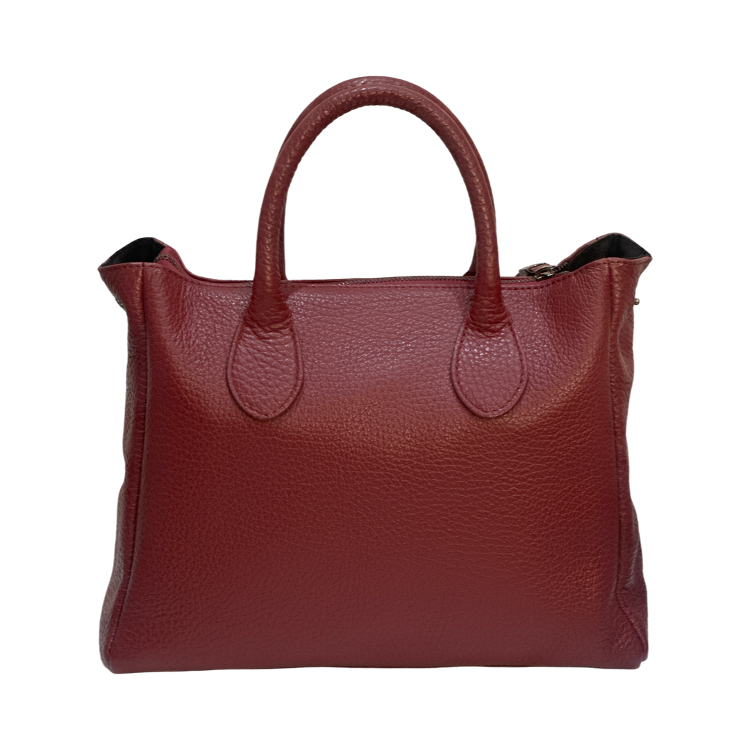 Back View – Red Quilted Large Leather Tote Bag