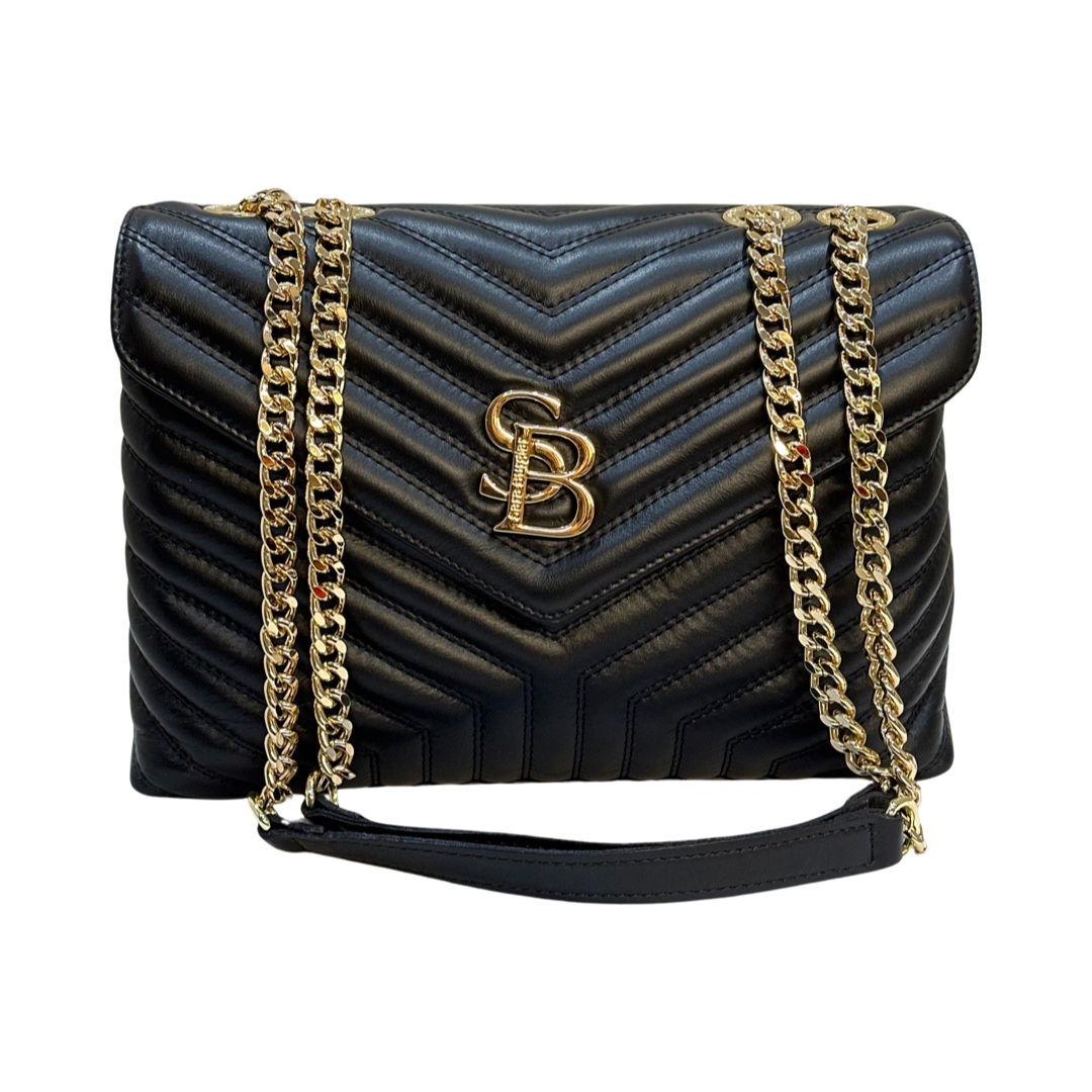 Black Large Sara Burglar Leather Crossbody Bag