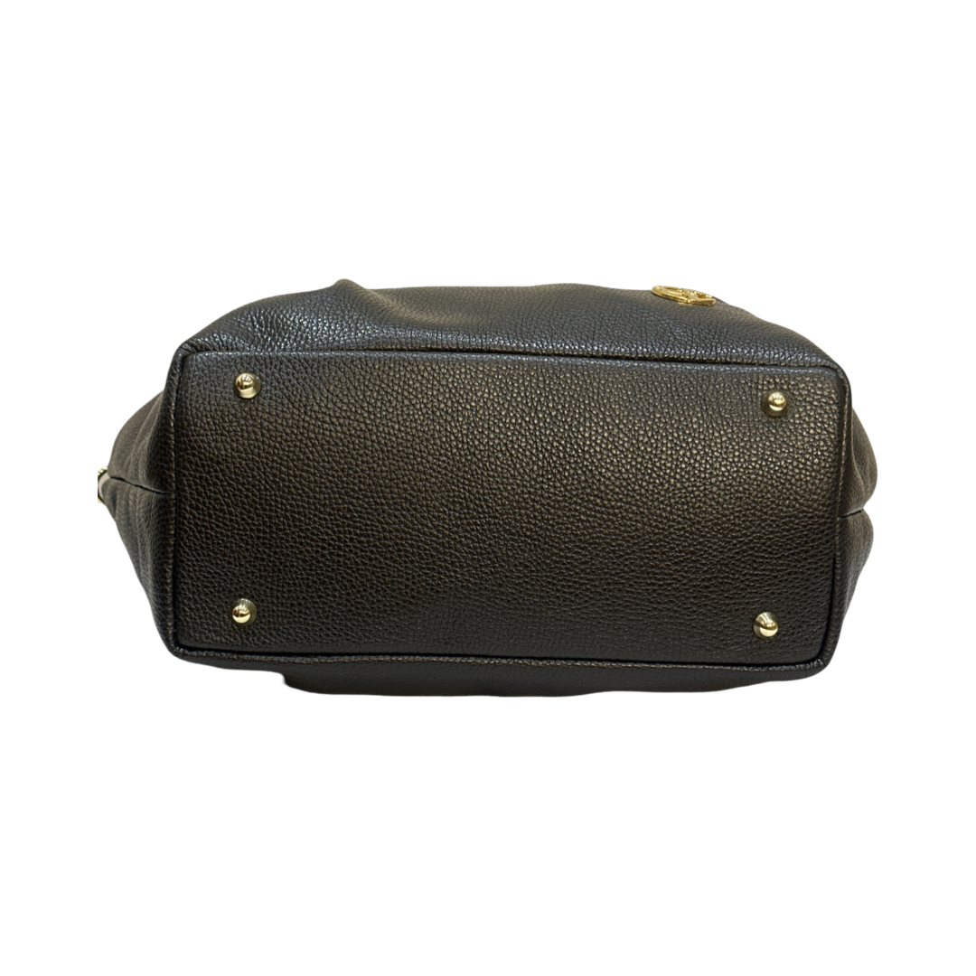 Black Large Tote Leather Bag Bottom