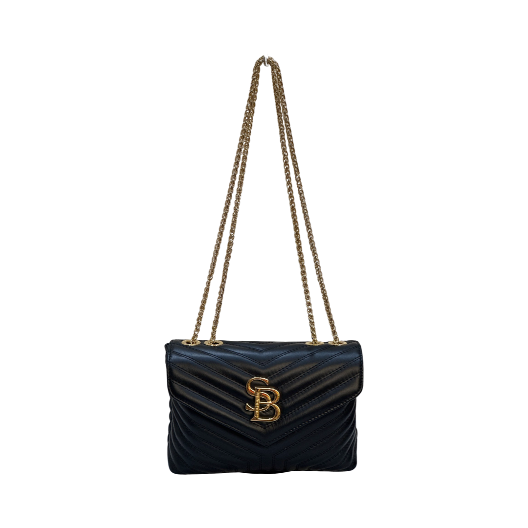 Black Sara Burglar Leather Crossbody Bag Front