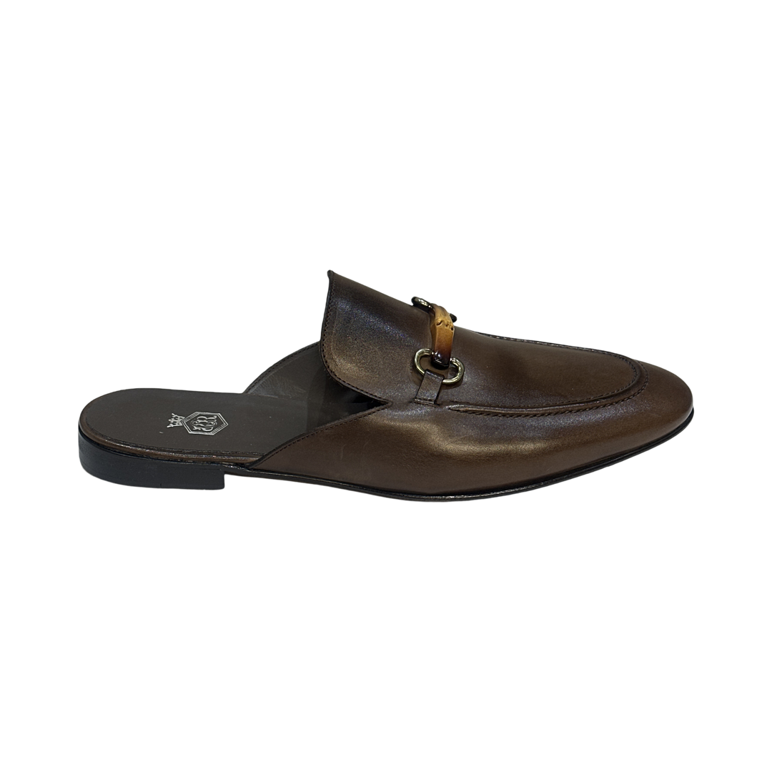 Brown Leather Slip-On Loafers Front
