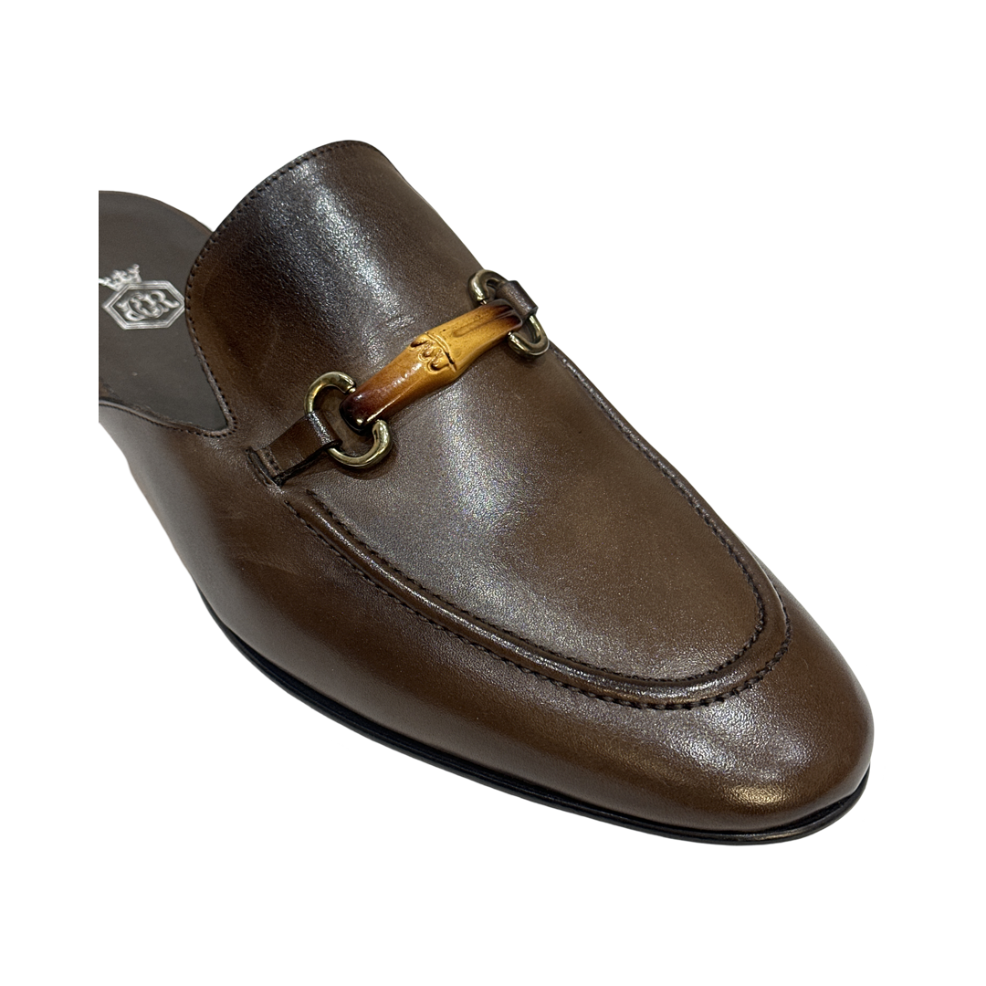 Brown Leather Slip-On Loafers Front1