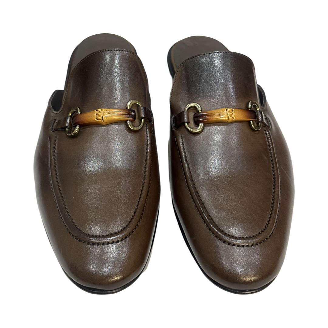 Brown Leather Slip-On Loafers Front2
