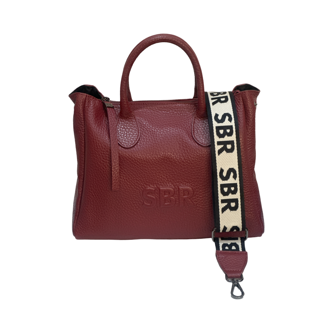 Front View – Wine Large Leather Tote Bag