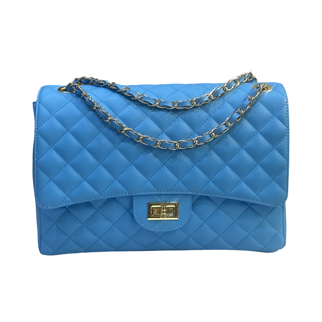 Luxury Quilted Oversized Leather Shoulder Bag – Made in Italy