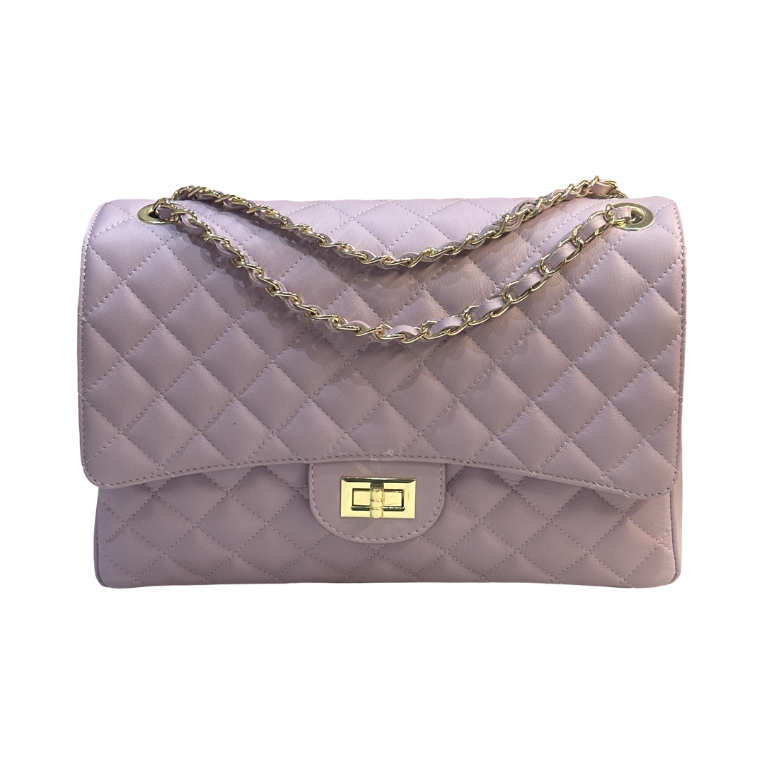 Luxury Quilted Oversized Leather Shoulder Bag – Made in Italy