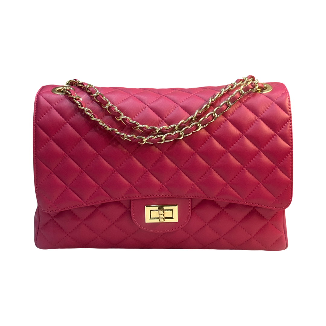Luxury Quilted Oversized Leather Shoulder Bag – Made in Italy