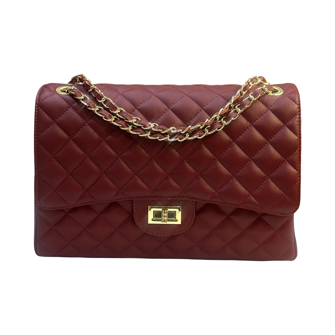Luxury Quilted Oversized Leather Shoulder Bag – Made in Italy
