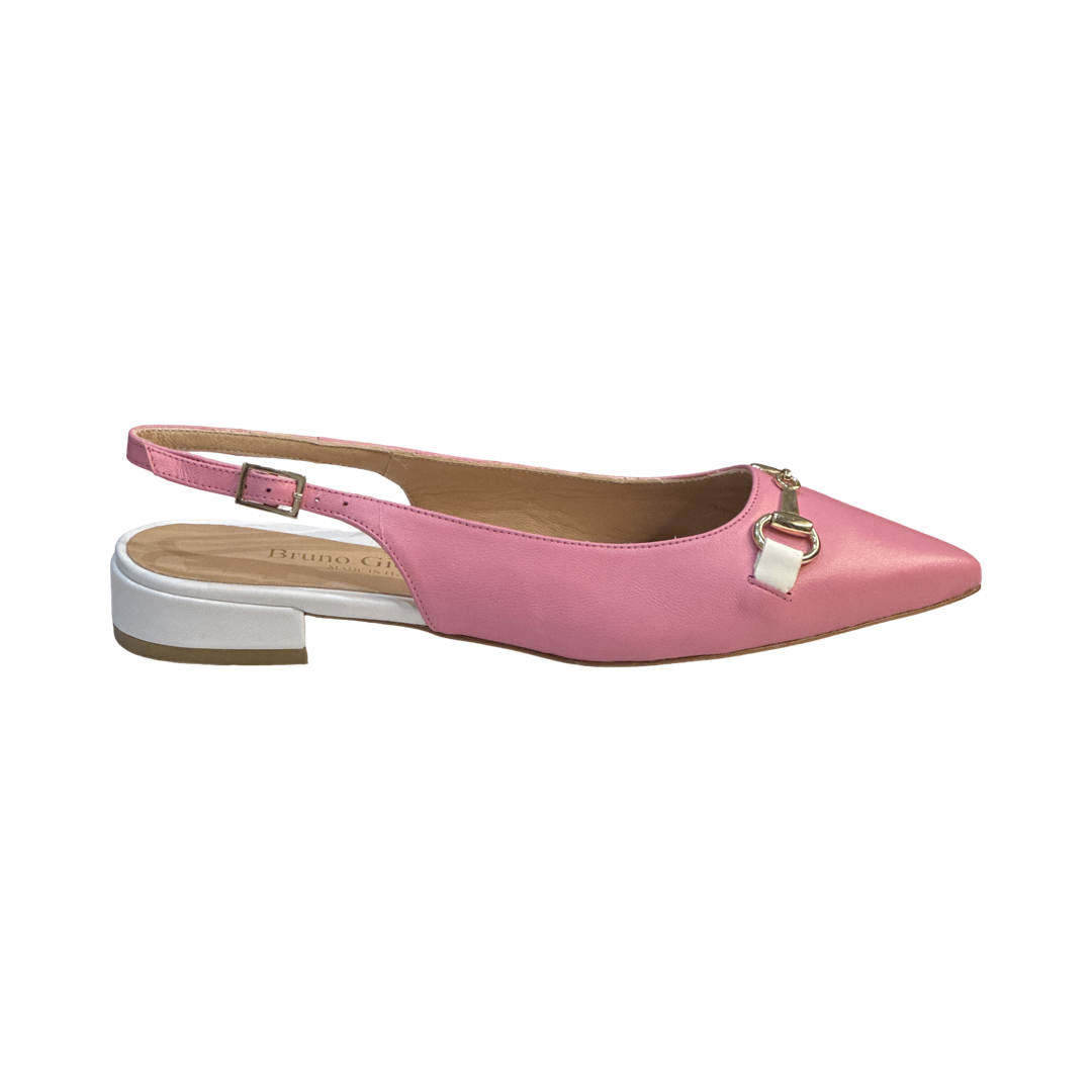 Pink Flat Slingback Leather Sandals for Summer