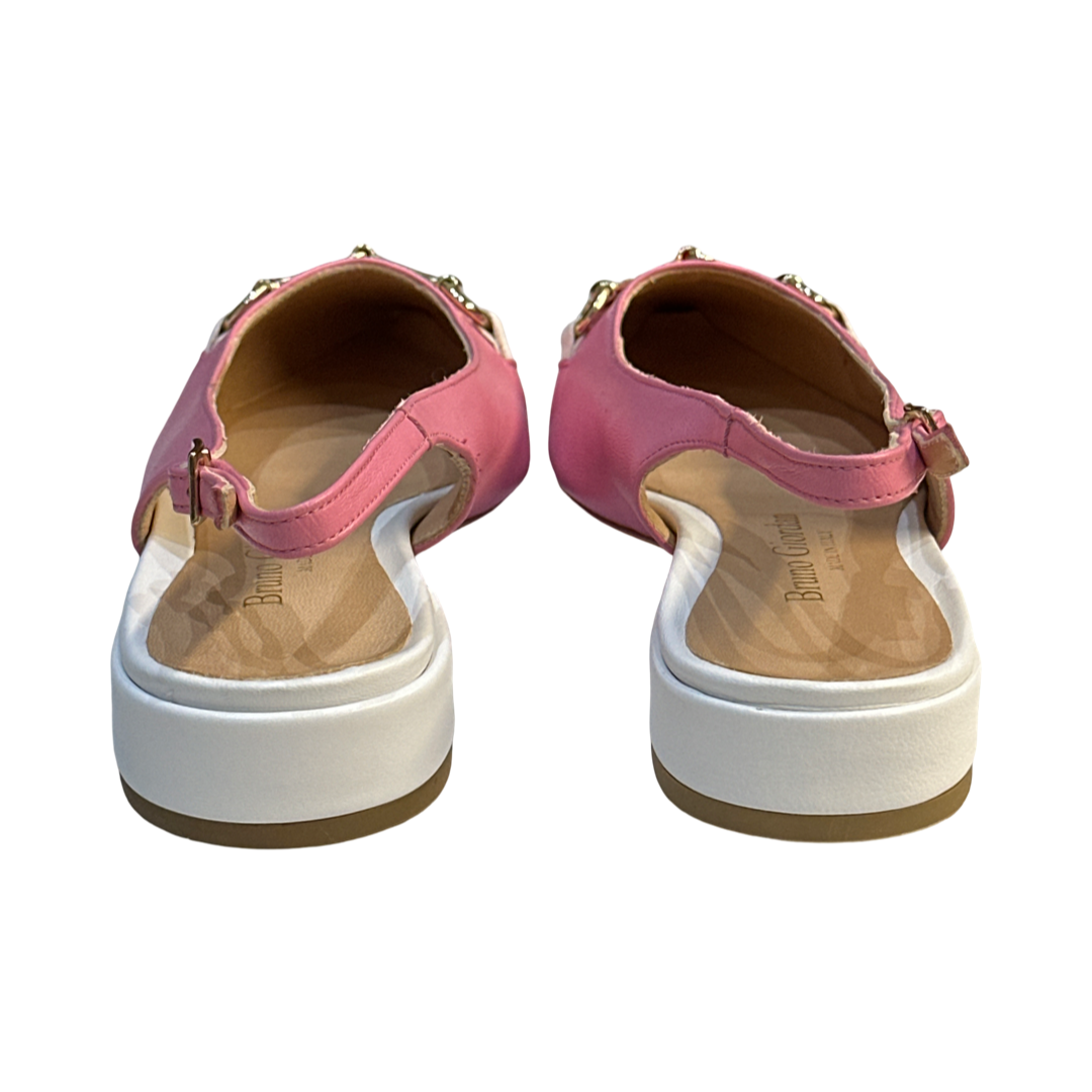 Pink Flat Slingback Leather Sandals for Summer