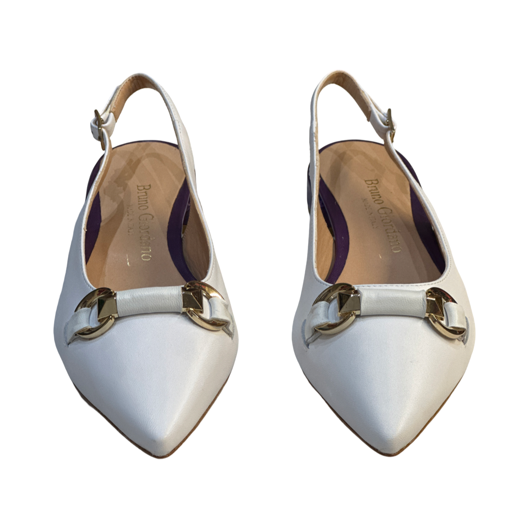 Italian-made Women's White/Purple Flat Slingback Leather Sandals for Summer