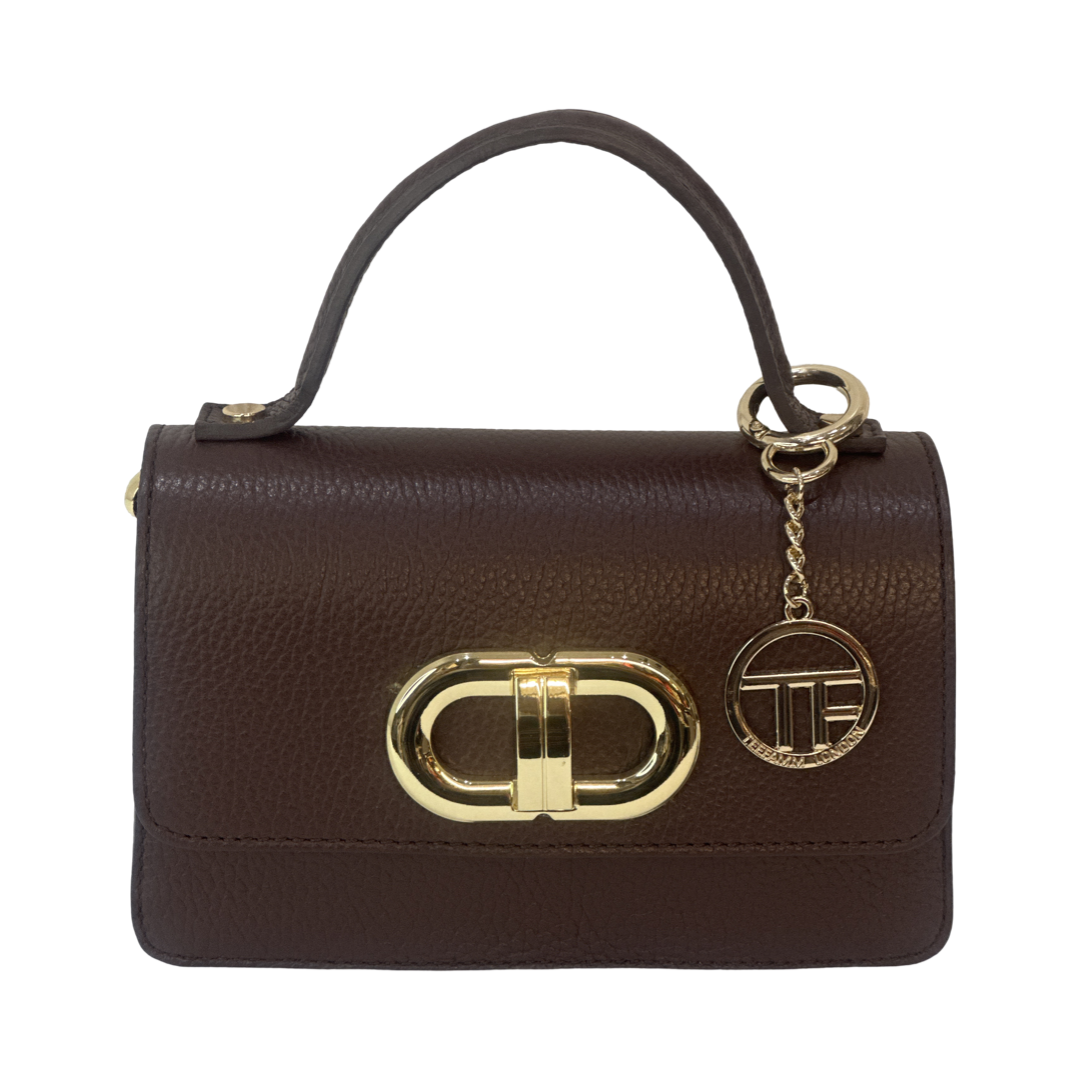 Brown Small Leather Tote Bag Front