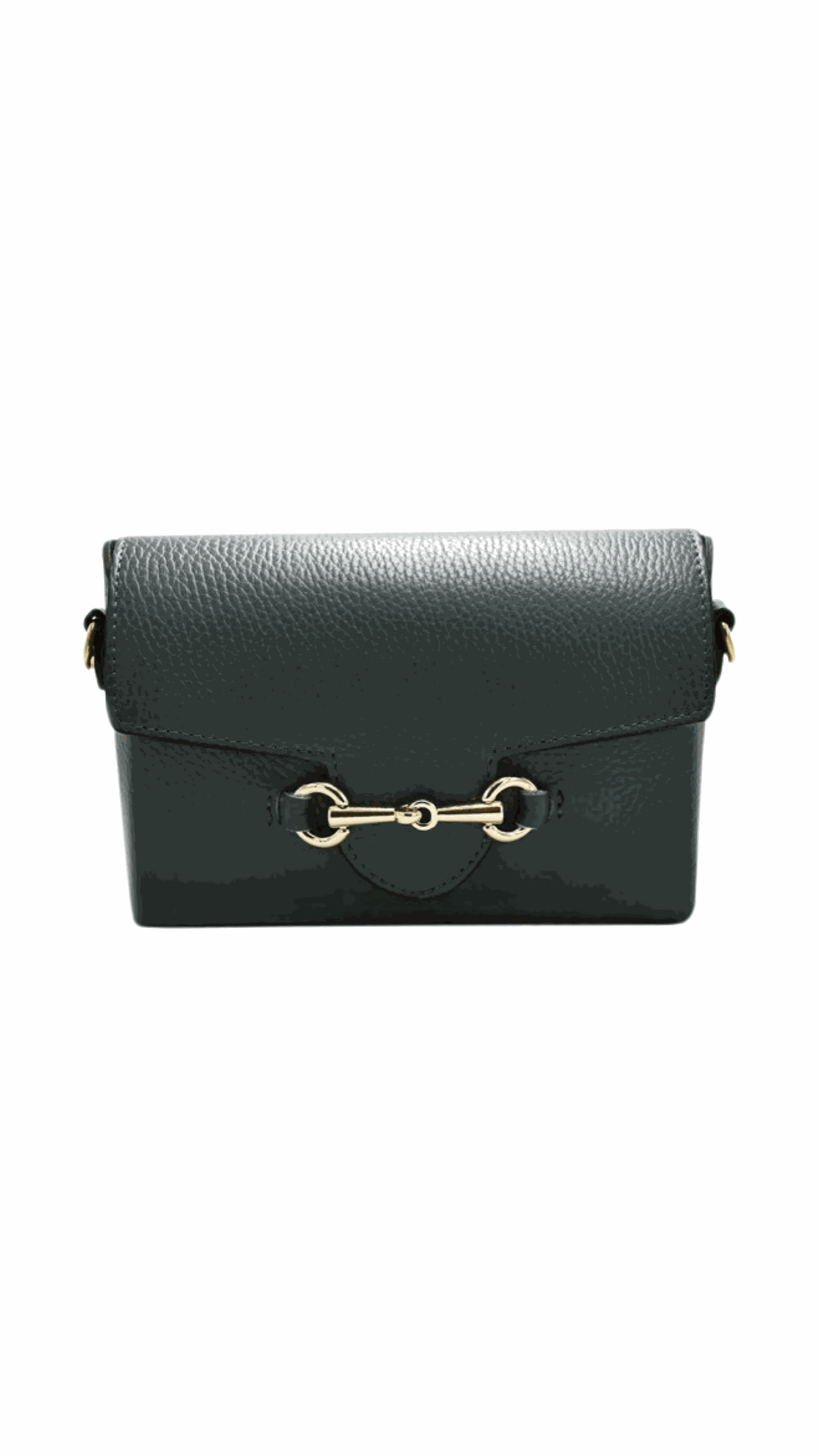 Mini leather tote bag with gold bee front flap, detachable shoulder strap, made in Italy.