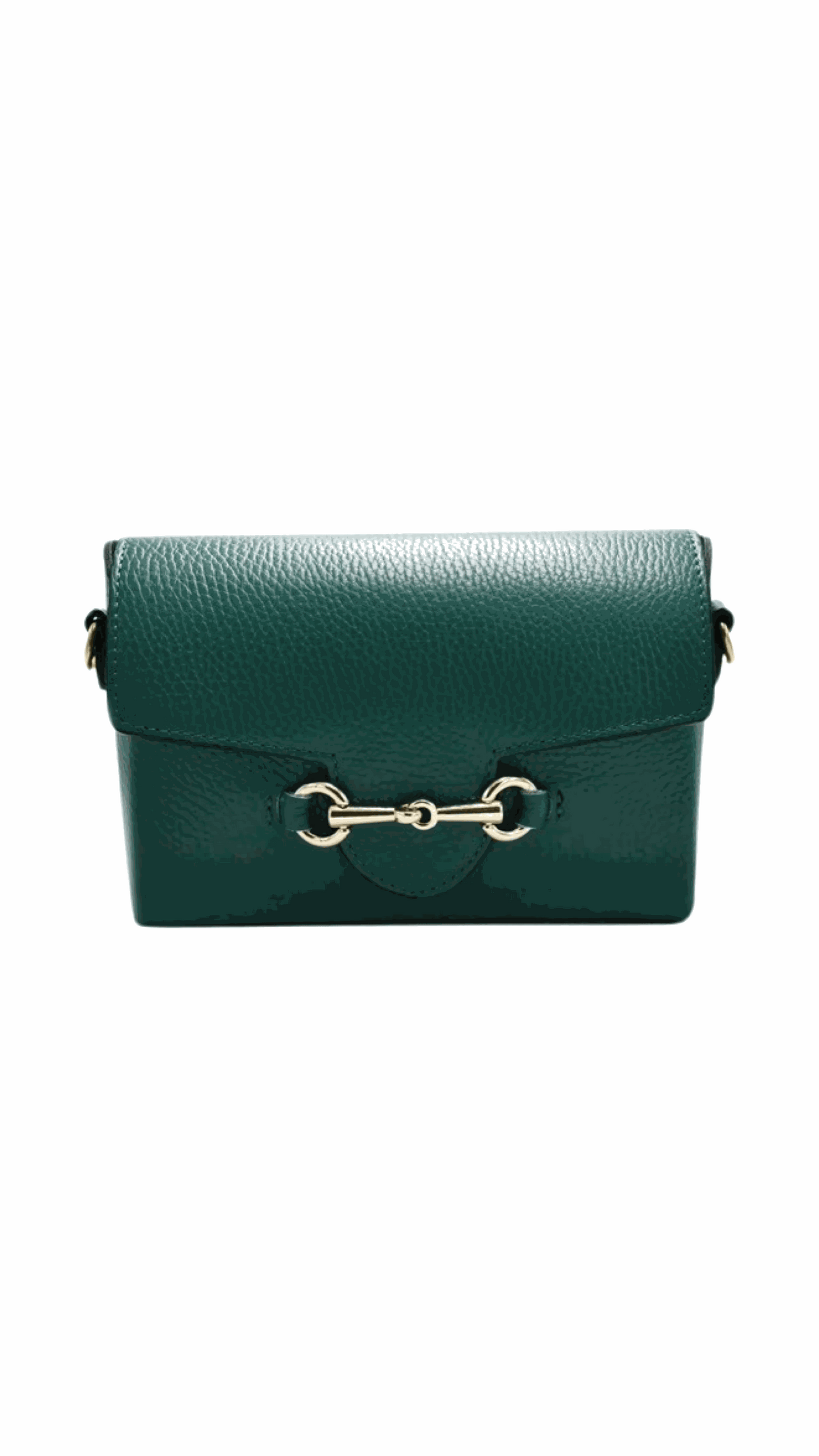 Mini leather tote bag with gold bee flap, detachable straps, made in Italy.