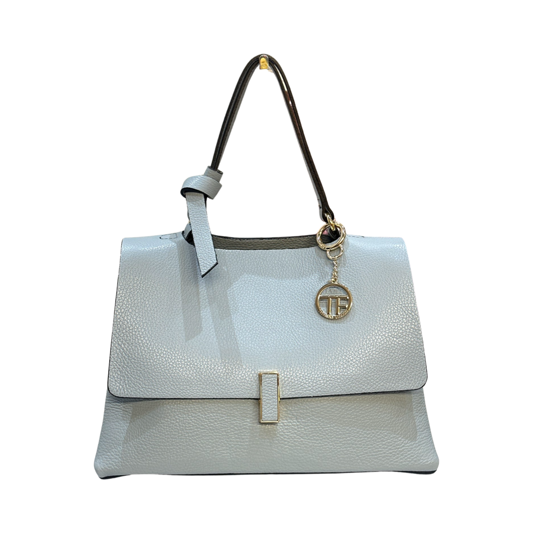 Leather Tote Bag sky blue front