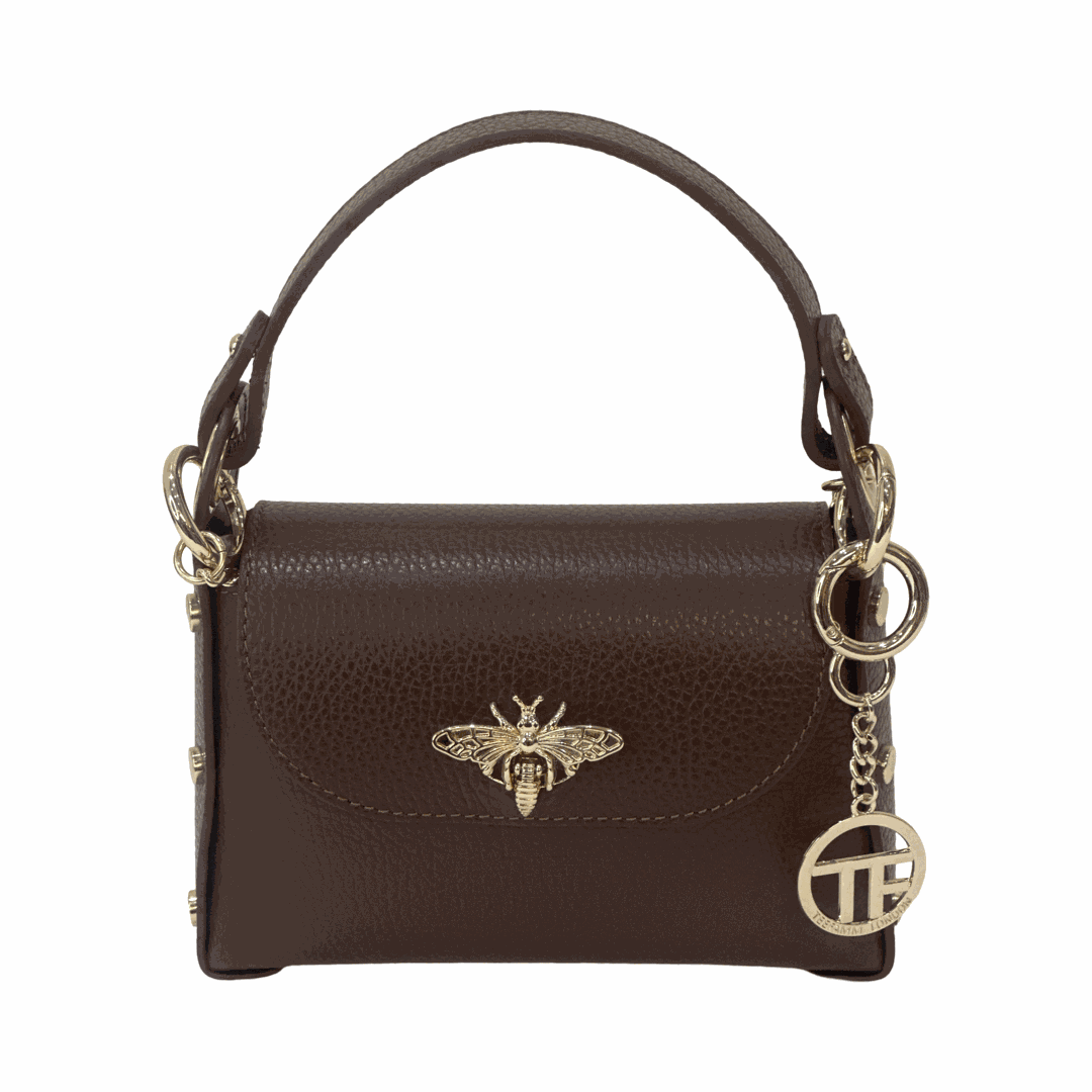 Leather Tote Bee Bag Brown Front