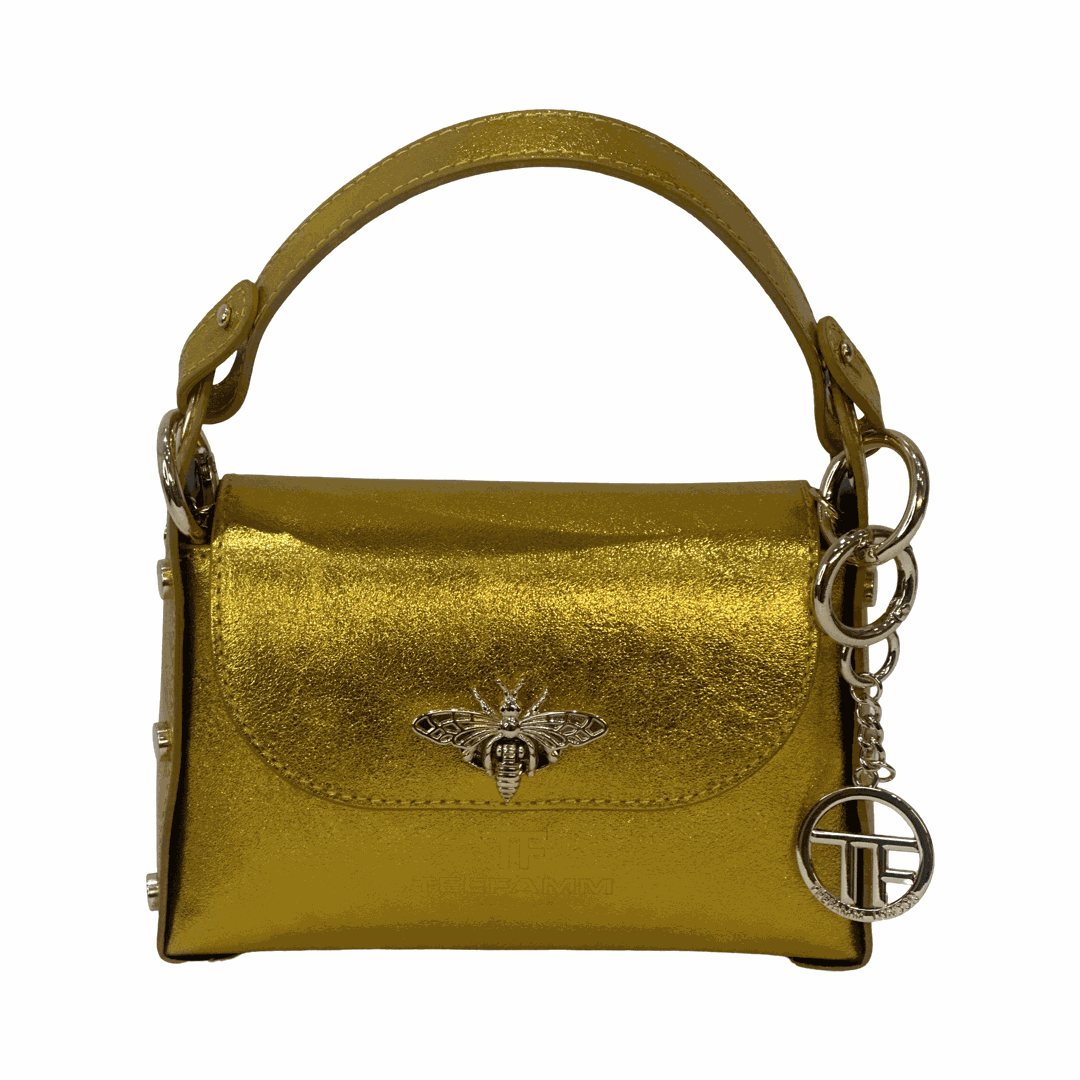 Leather Tote Bee Bag Yellow Front