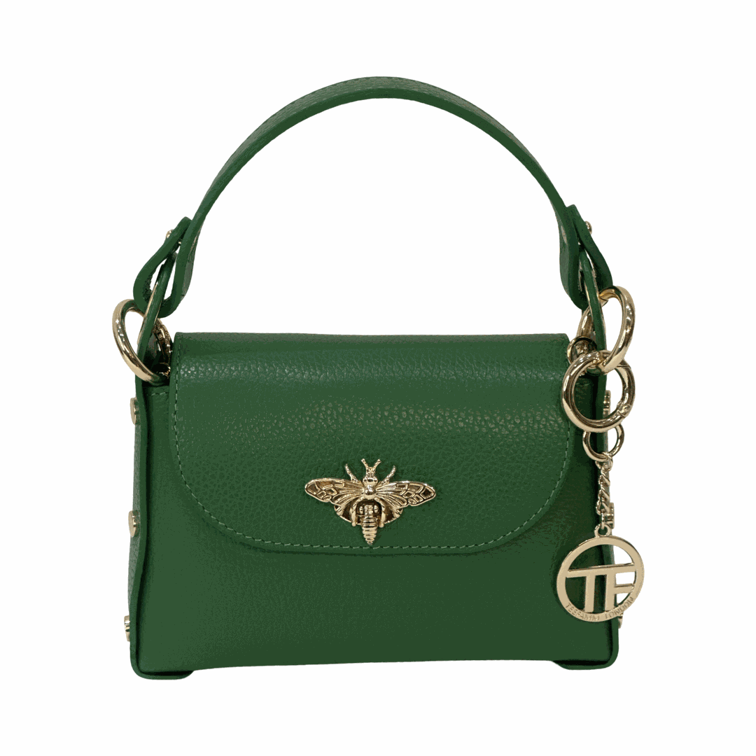 Leather Tote Bee Bag Green Front