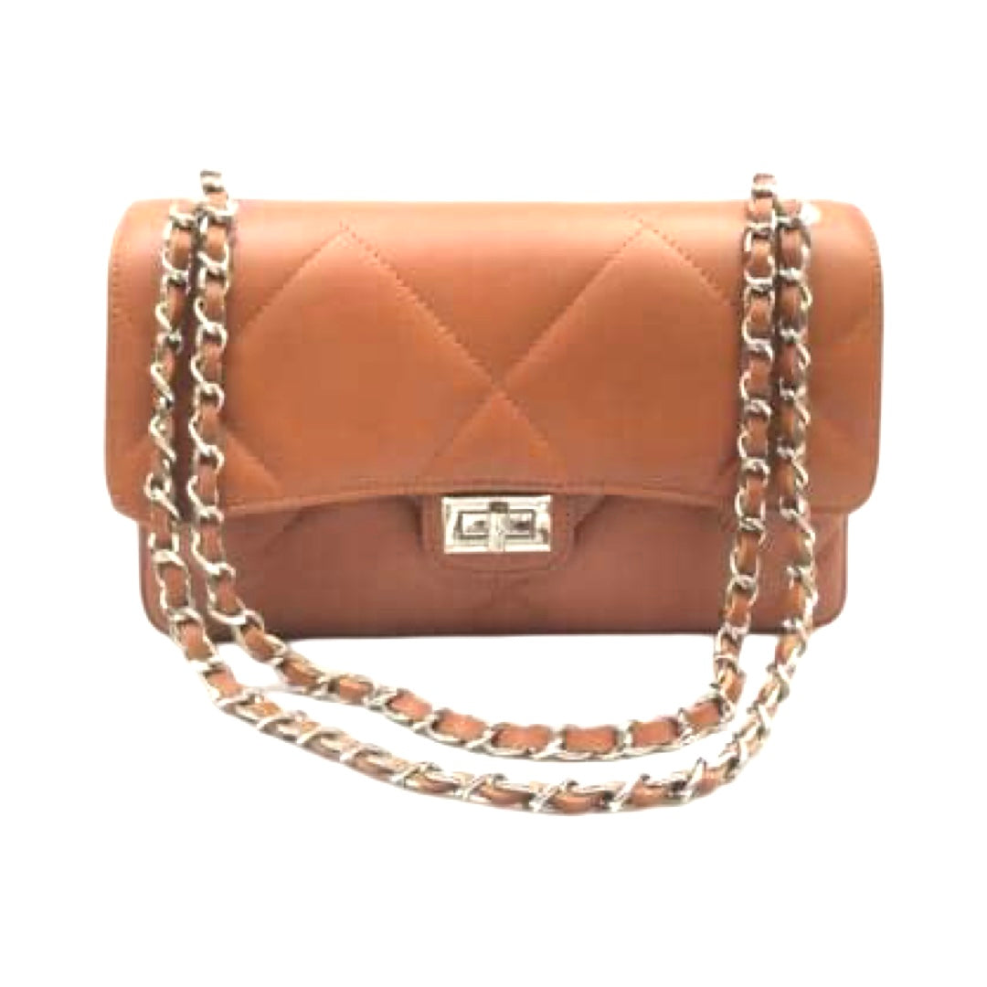 Quilted_Large_Crossbody_Leather_Bag_Tan front