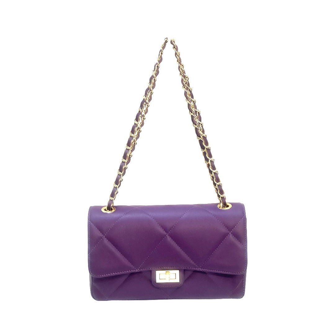 Quilted_Large_Crossbody_Leather_Bag_ Purple front