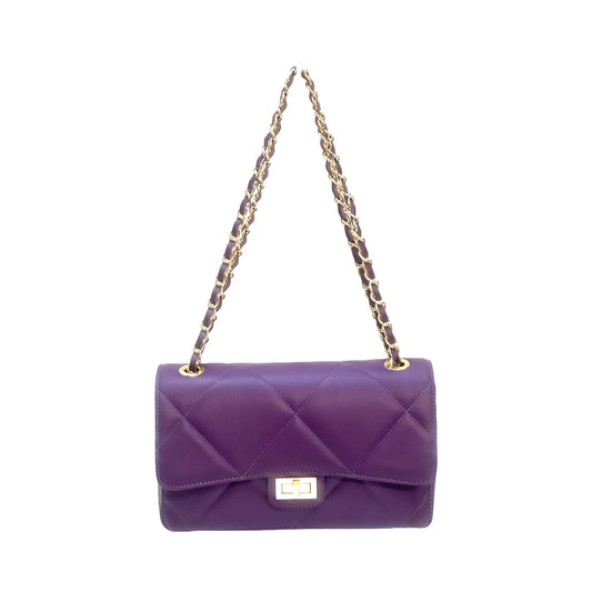 Quilted_Large_Crossbody_Leather_Bag_ Purple front