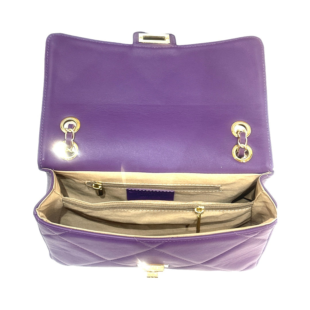 Quilted_Large_Crossbody_Leather_Bag_ Purple inside