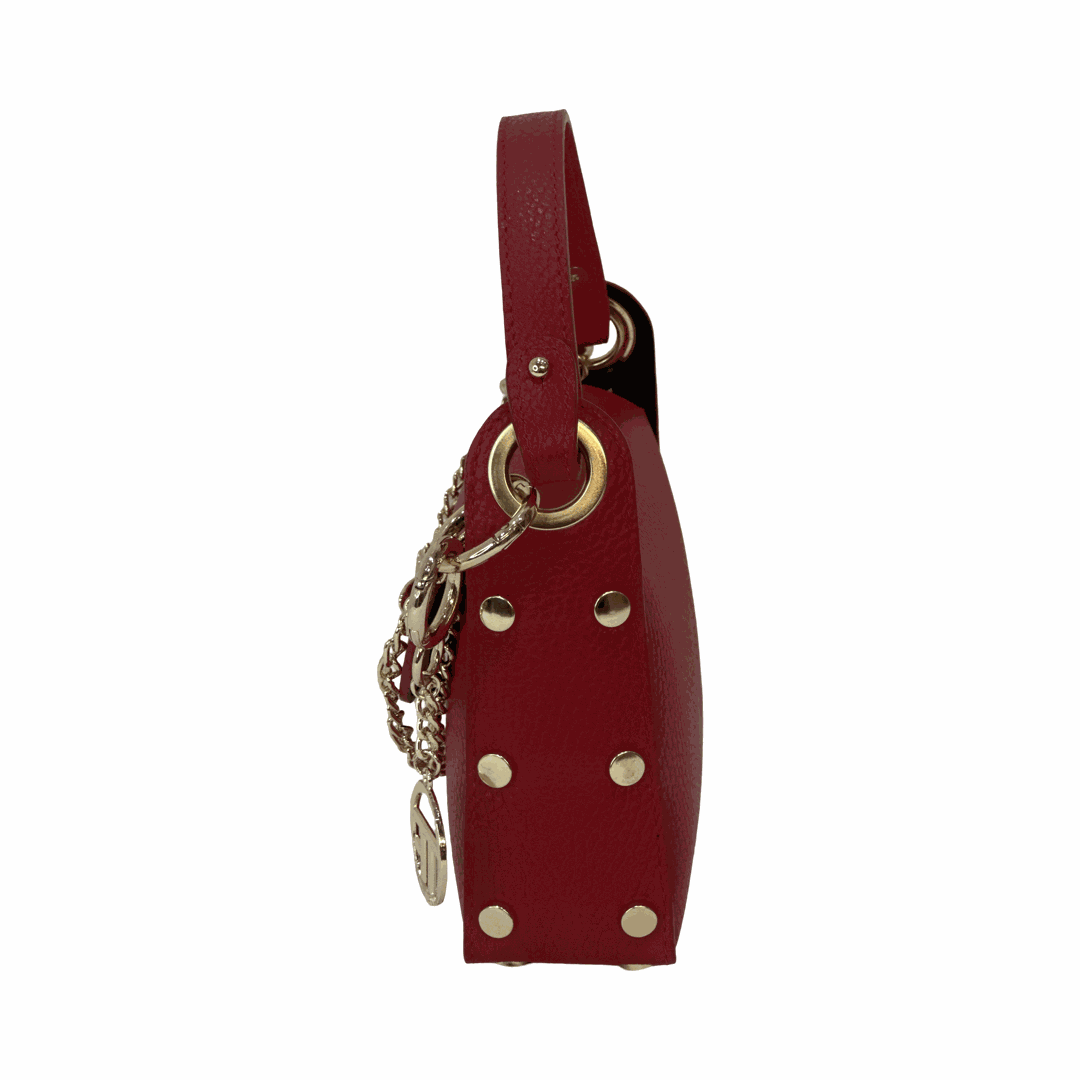 Leather Tote Bee Bag Red Side
