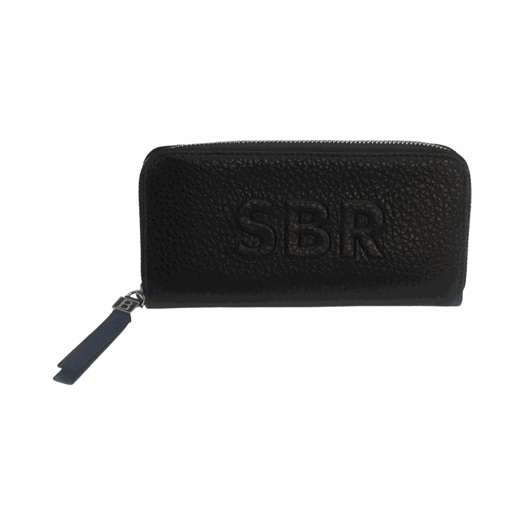 Sara Burglar Italian Leather Purse Black Front