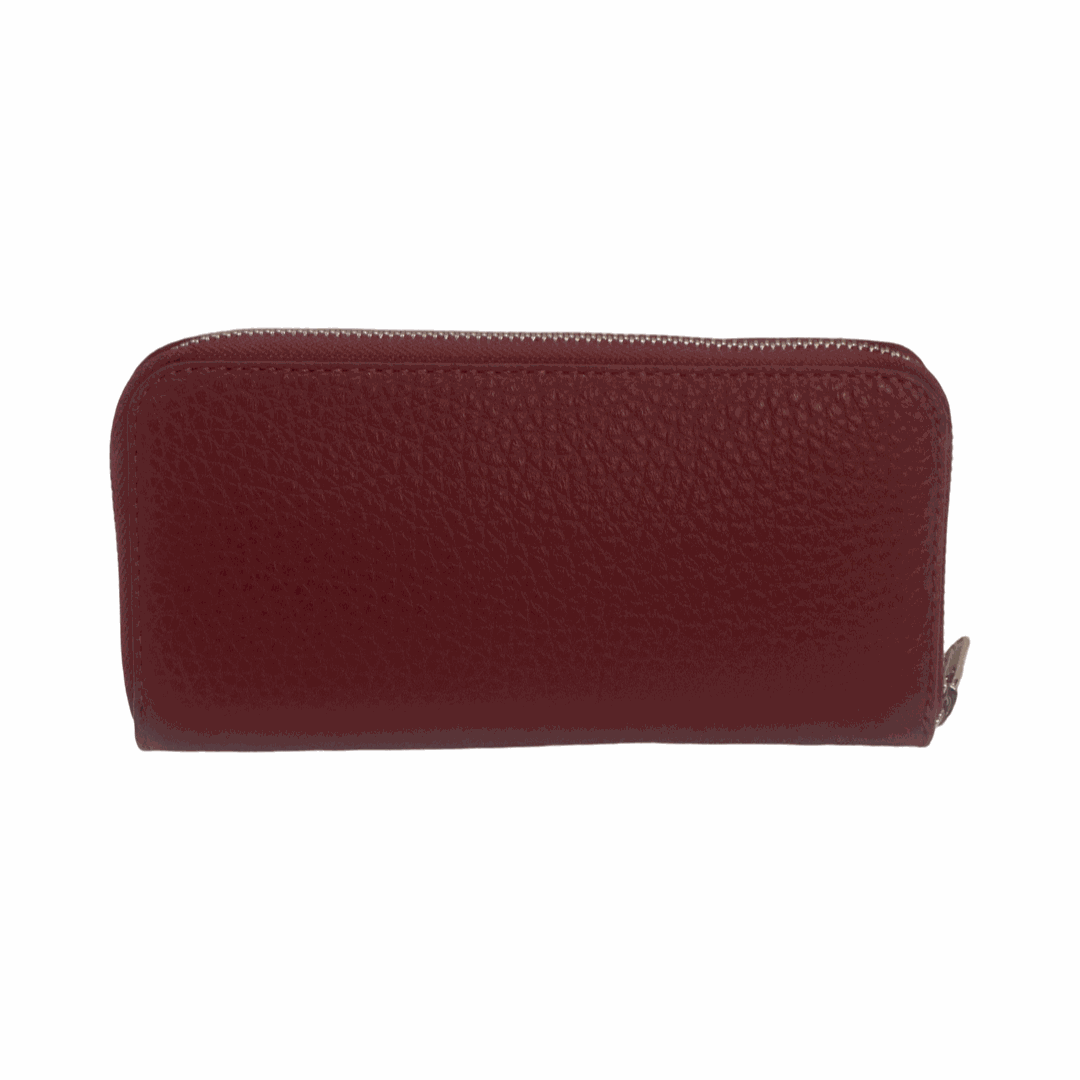 Sara Burglar Italian Leather Purse Wine Back