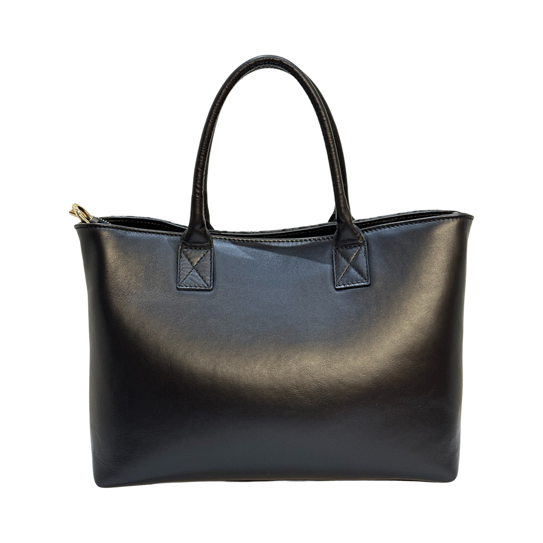 Sara Burglar Quilted Black Tote Bag Back