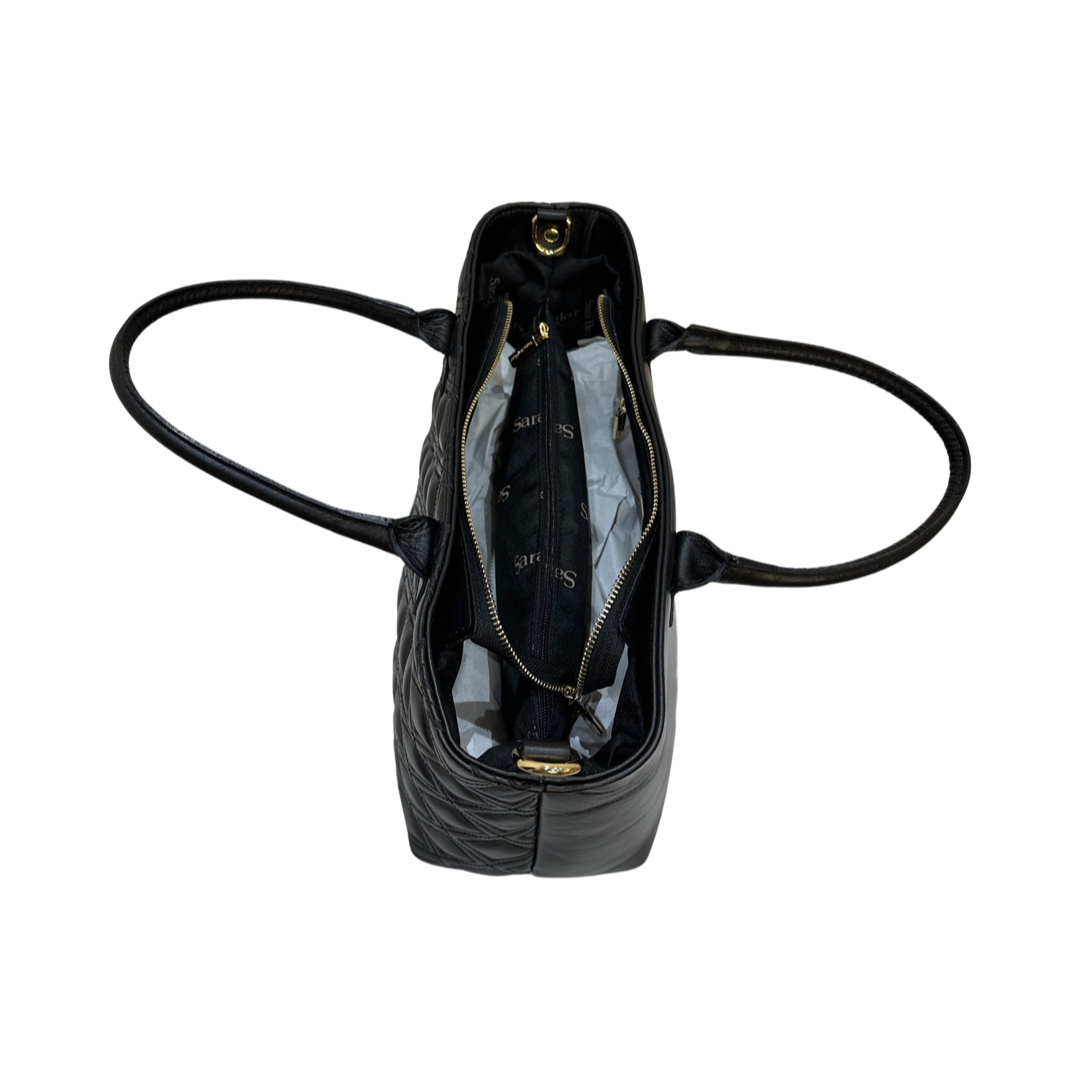 Sara Burglar Quilted Black Tote Bag Inside