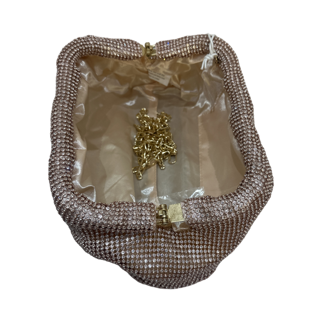 Shimmer Evening Clutch Bag Rose Gold Inside