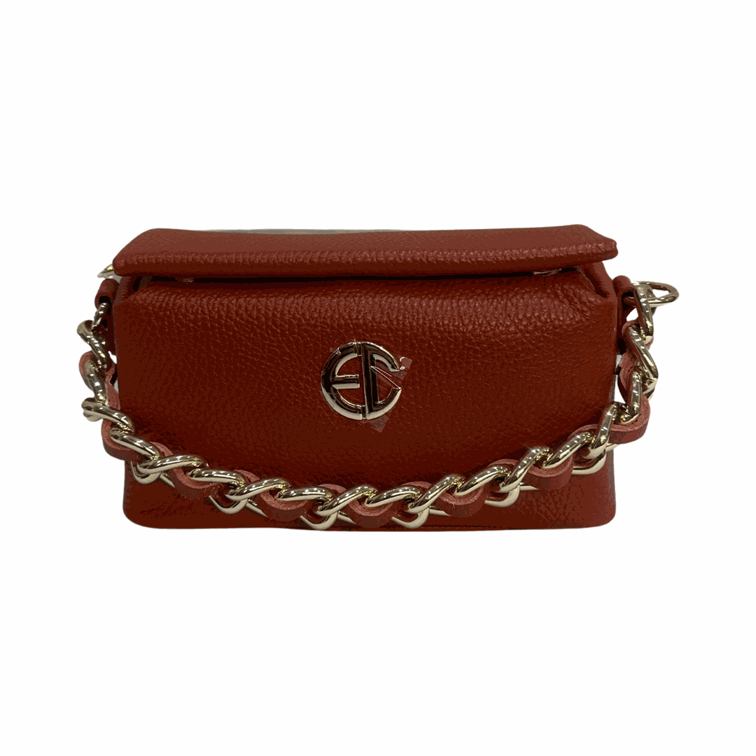 Tote Leather Bag Mini Orange Front