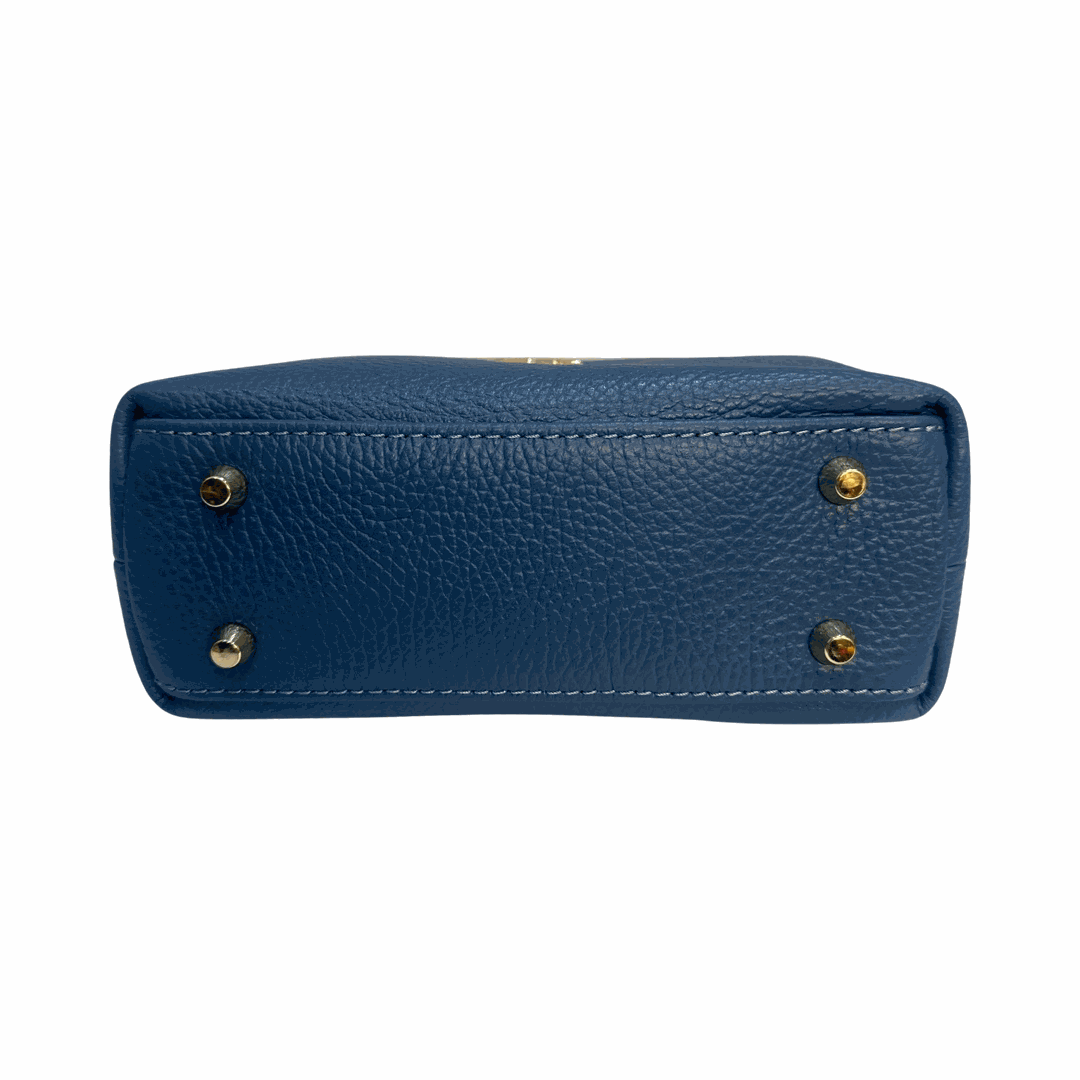 Tote Leather Bag Mini Sky Blue Bottom
