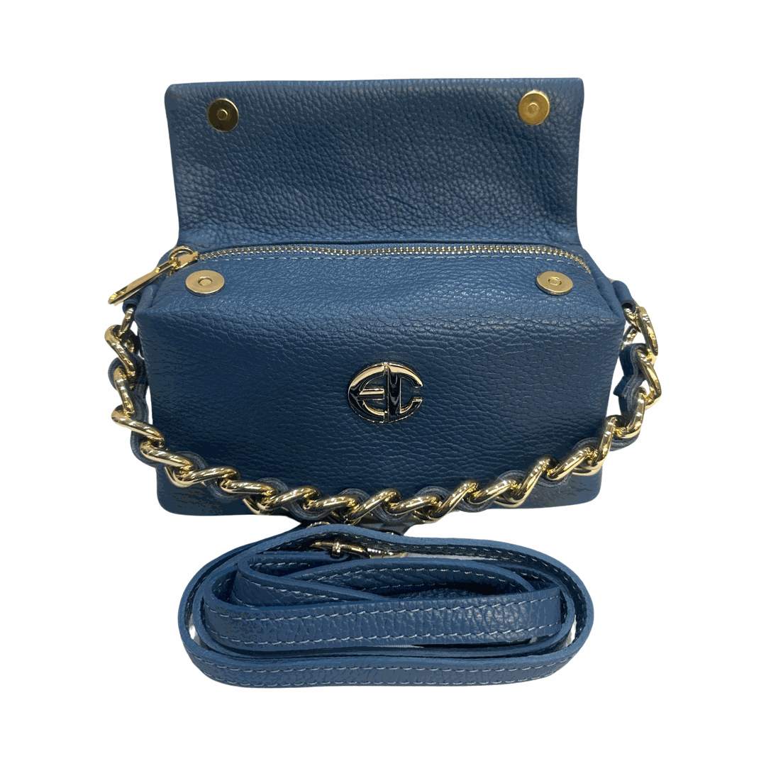 Tote Leather Bag Mini Sky Blue inside
