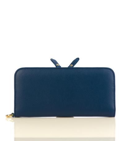 Rectangular tan leather purse wallet with zip opening and gold accessories, featuring multiple card slots and note pocket.