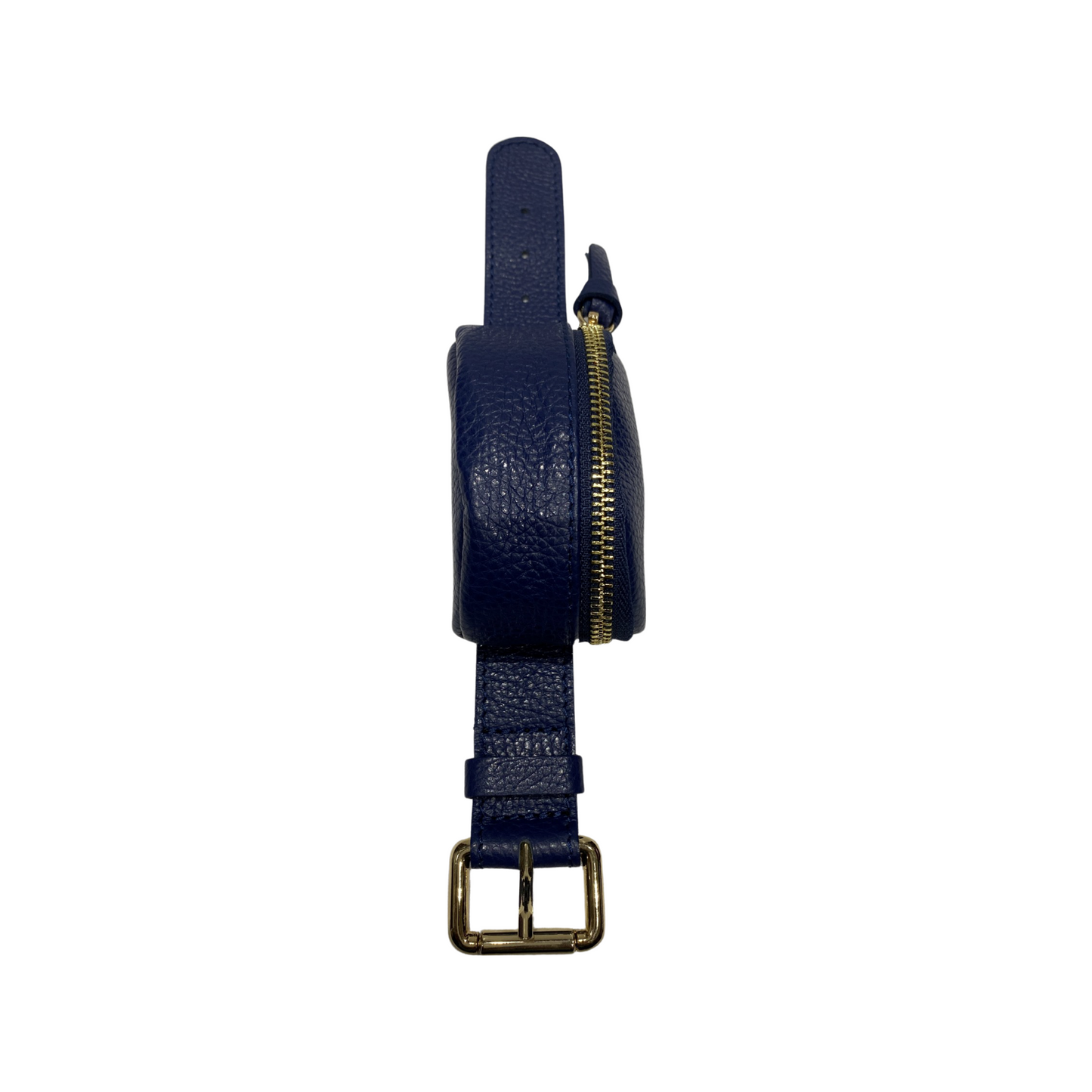 Mini wrist leather bracelet with adjustable strap and gold-color metal detailing.
