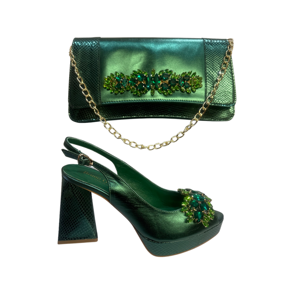 Jewel Embellished Shoes with Matching Bag
