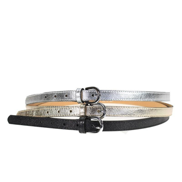 Women's Skinny Belt with Buckle   Laminated Leather 100% Handmade in Italy.
