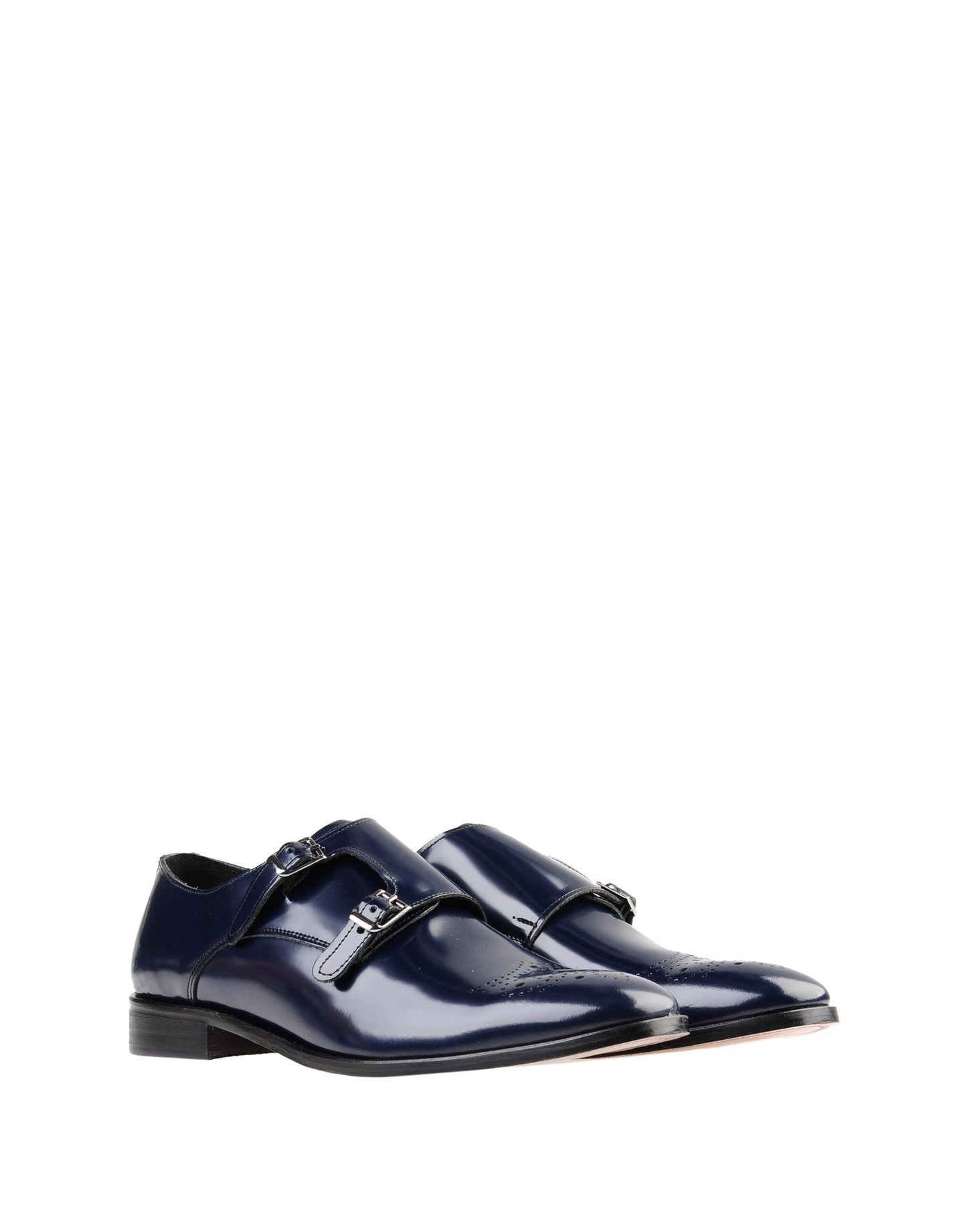 Men’s blue slip-on double monk strap shoes made in Italy.