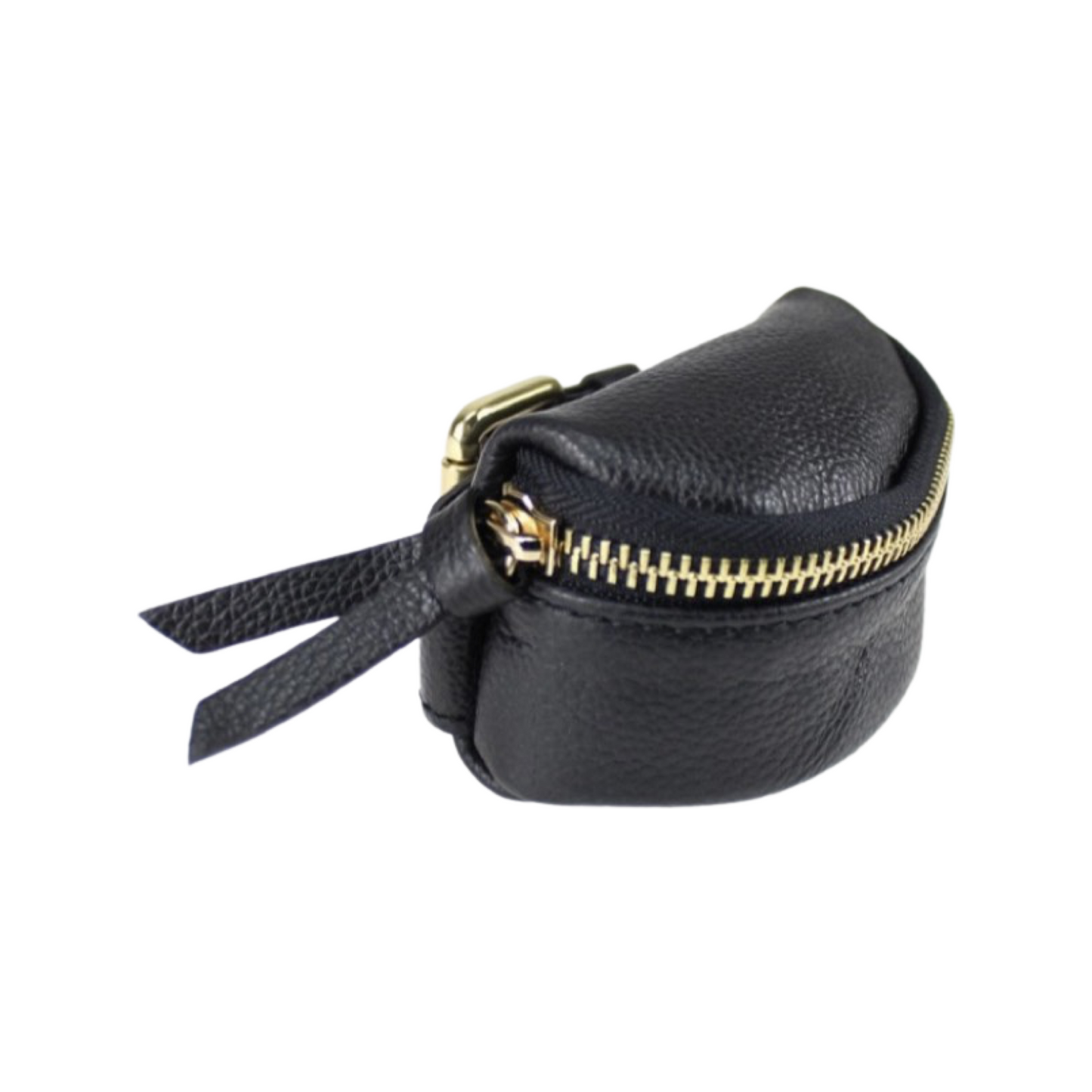 Mini wrist leather bracelet with gold-color detailing and adjustable strap.