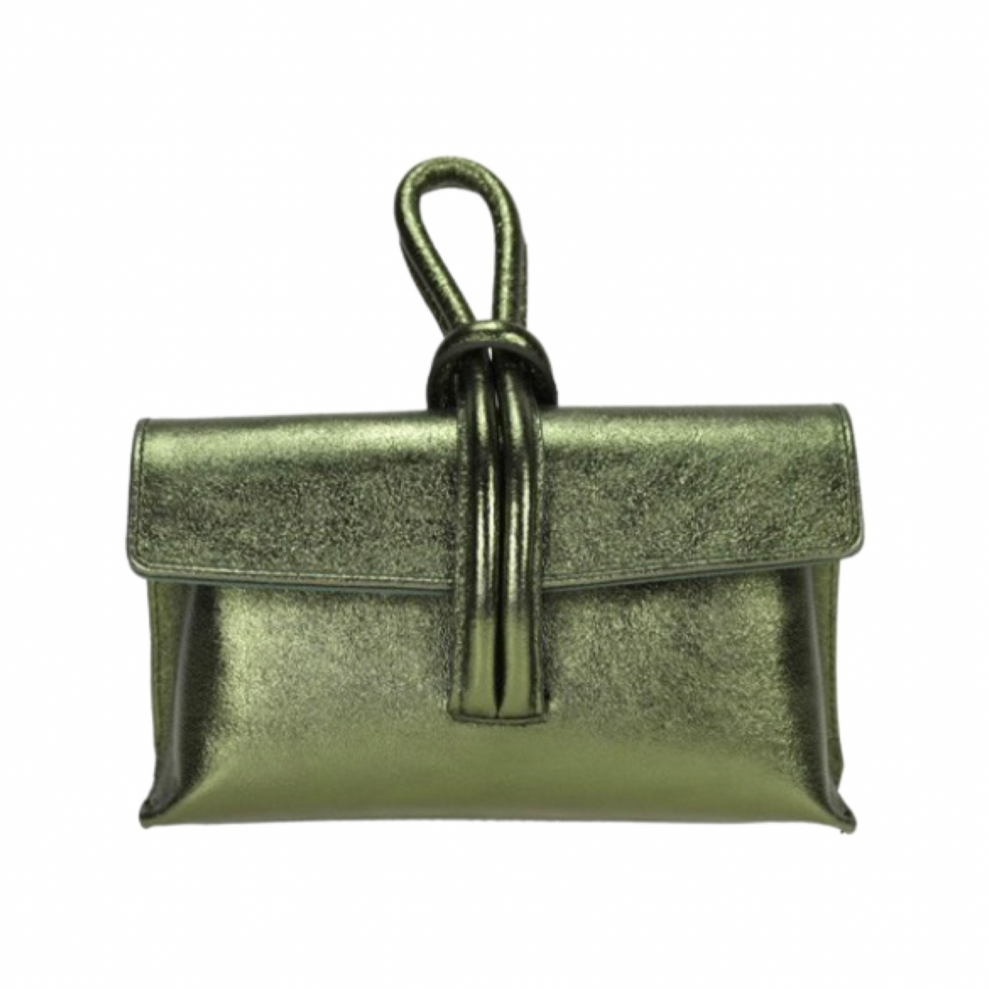 Luxurious green leather tote bag, made in Italy, featuring silver accessories and adjustable strap.