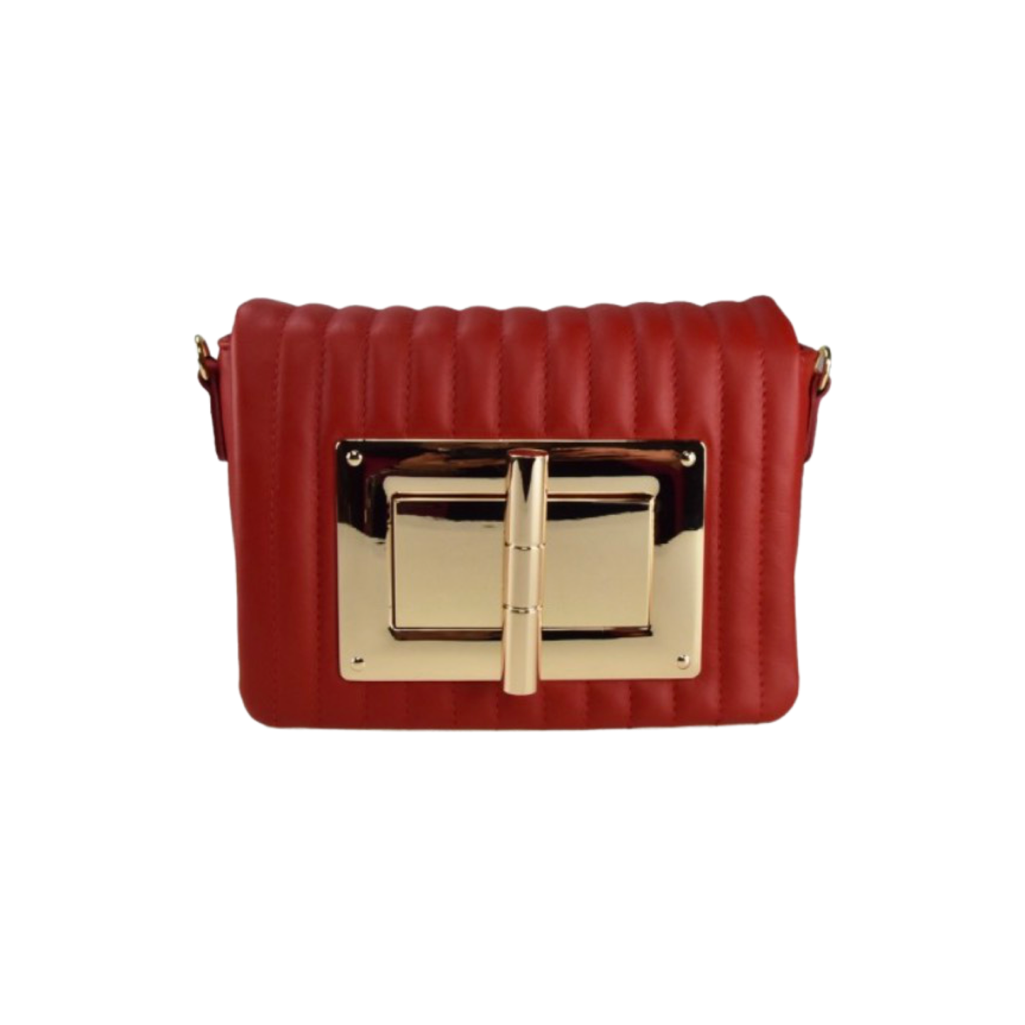 Quilted crossbody leather bag with gold accessories and chain strap.