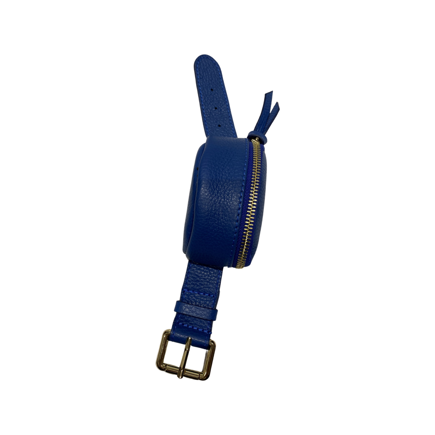 Mini wrist leather bracelet with adjustable strap and gold-colored metal detailing.