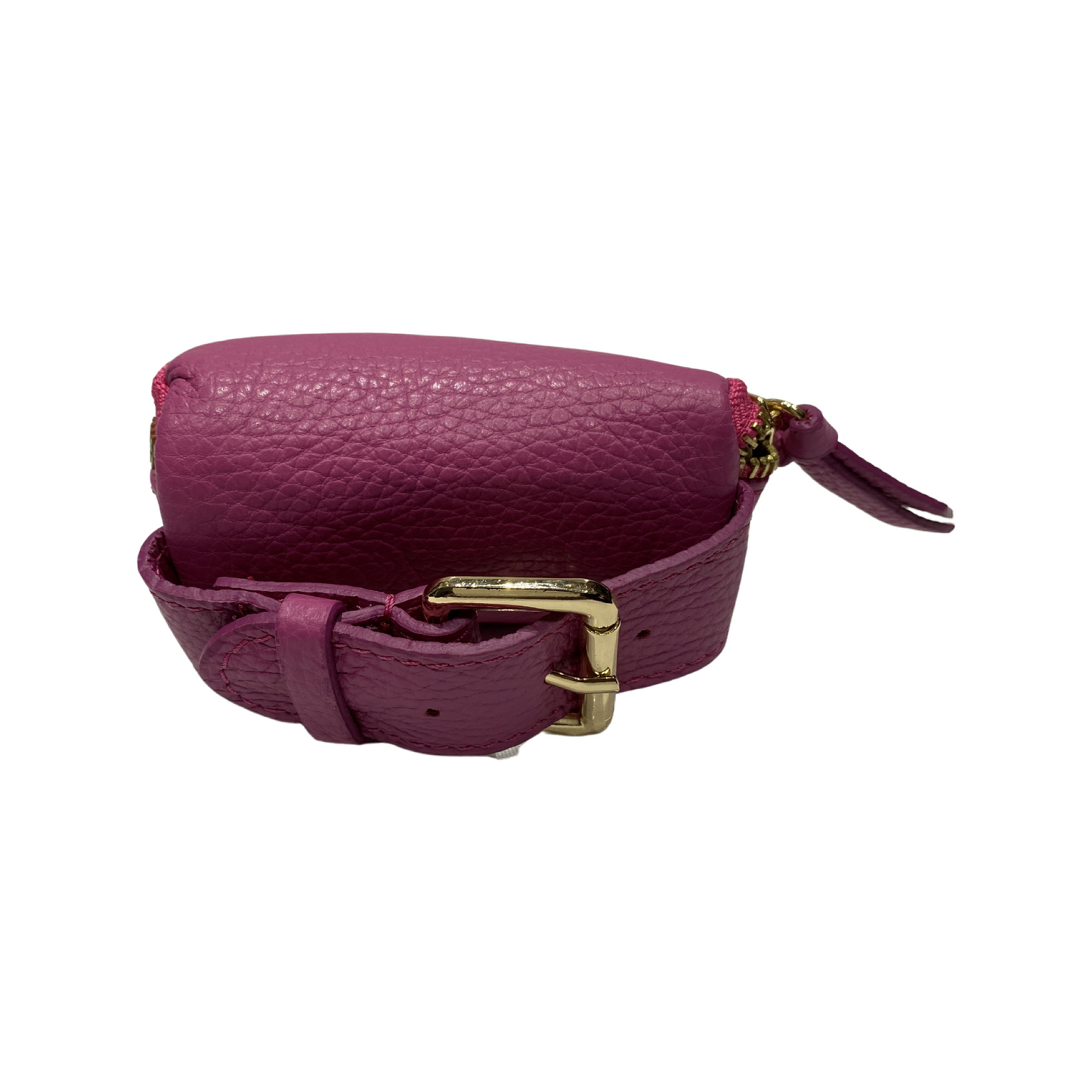 Mini wrist leather bracelet with adjustable strap and gold detailing.