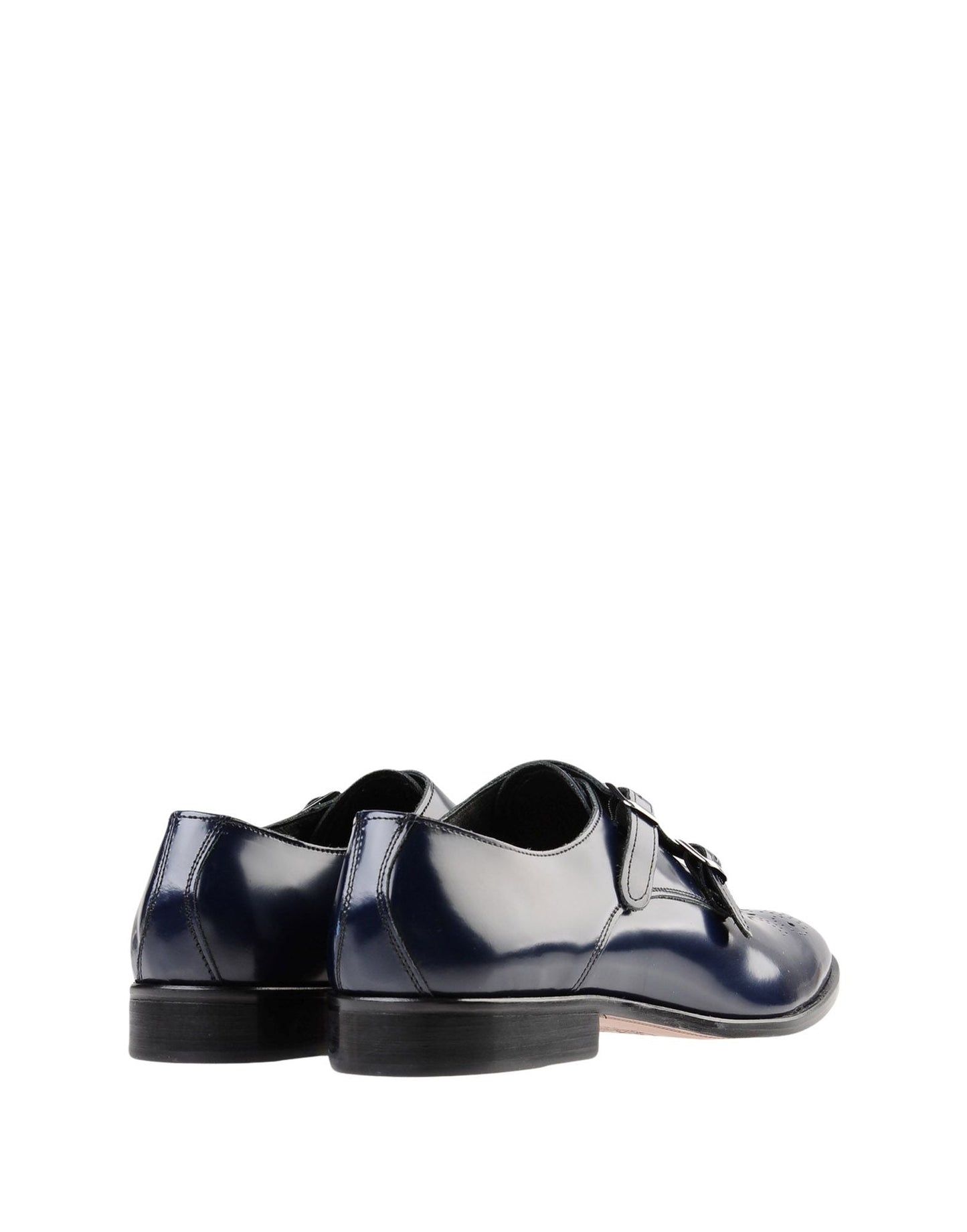 Men’s blue slip-on shoes with double monk strap and buckle, made in Italy.
