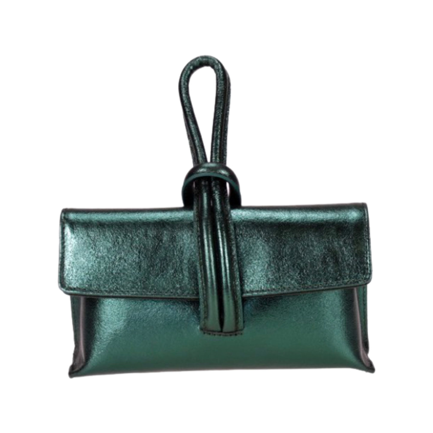 Luxury Italian leather tote bag in calf leather with silver accents and adjustable strap.