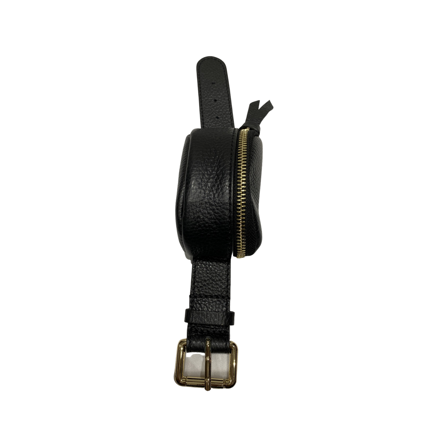 Mini wrist leather bracelet with adjustable strap and gold-color metal detailing.