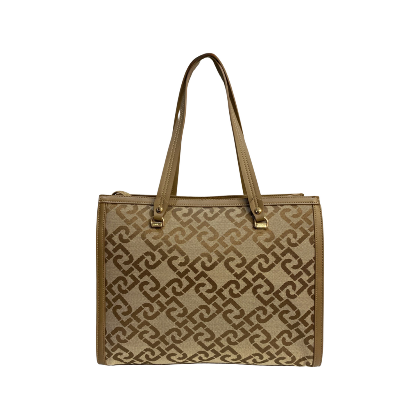 Liu Jo Tote Bag with brown pattern and dual handles, polyester material, zip fastening.