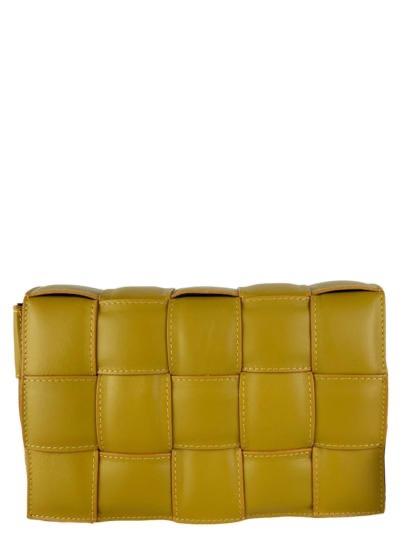 Padded smooth women's leather tote with quilted design.